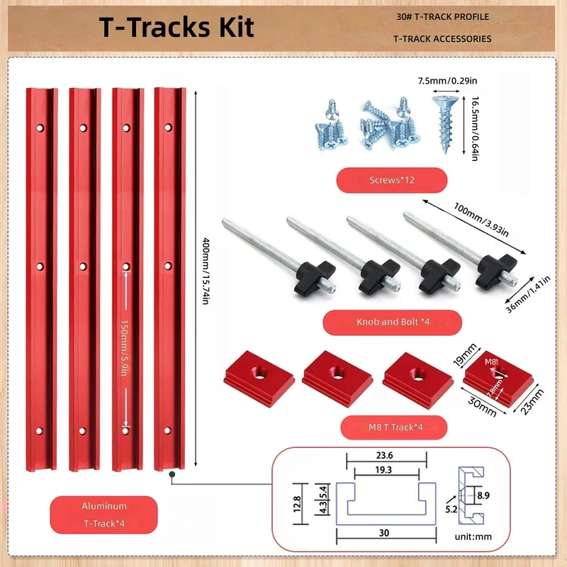 Tablet Accessories Set - T30 T Slot Slider Set Red